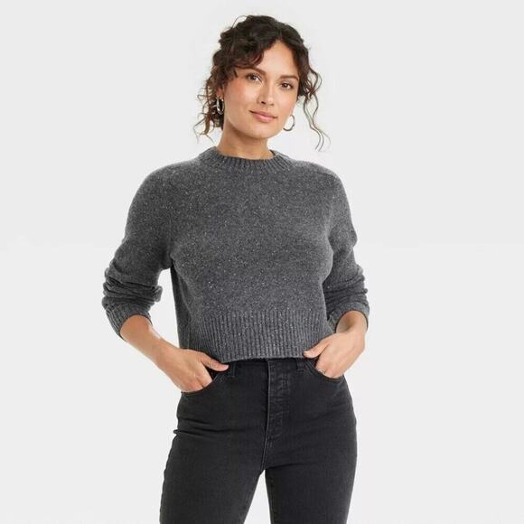 ♥ 506-B ♥ (XS) Crew Neck Cashmere-Like Pullover Cropped Knit Sw… - Picture 1 of 3